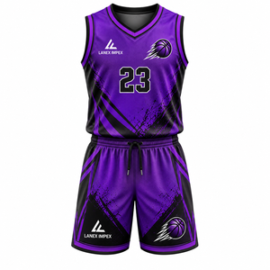 Ensembles d'uniformes de basketball personnalisés violets pour hommes et équipes de jeunes – Maillot sans manches et short de qualité supérieure – Vêtements de sport OEM pour clubs - Product Image 1