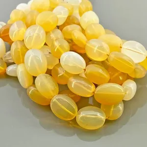 โอปอลไฟธรรมชาติ Chakrcalume ขนาด 14-17 มม. เกรด AA เรียบเนียน สีเหลืองขาว ลูกปัดอัญมณี ความยาว 18 นิ้ว สำหรับทำเครื่องประดับจากอินเดีย - Product Image 2