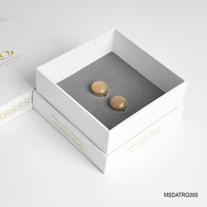 Mancuernillas de lujo con facetas de ágata blanca y baño de oro de 18 quilates (MSDATRG005) de la colección Tinh Vu. - Product Image 2