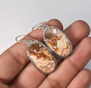 Natural Rhodochrosite Dangle <b>Earrings</b> In 92.5 Sterling Silver Anniversary Gift For Her - Product Image 2