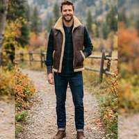 Gilet en cuir véritable pour homme, en peau de mouton véritable, chaud pour l'hiver, veste sans manches pour motard, blouson bomber, vêtement d'extérieur
