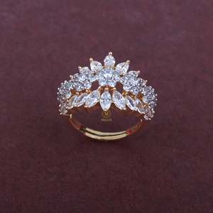 18K Gold Plated Zircon Number Designer Ring-Casual Fashion Band for Engagement & Wedding - Product Image 3