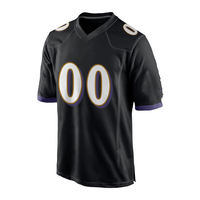 Maillot de football américain pour jeunes, prix de gros, haute qualité, couleur noire unie, entièrement imprimé par sublimation, maillot de football pour hommes