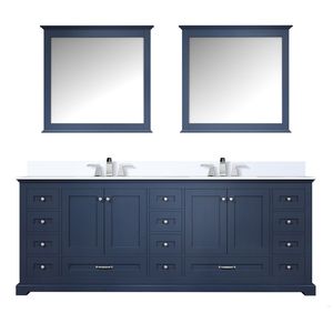 Blu navy 84 pollici. L X 22 Pollici Mobile bagno doppio D con piano in quarzo bianco e 34 pollici Set Rubinetto con 2 Specchi per Mobili Bagno - Product Image 1