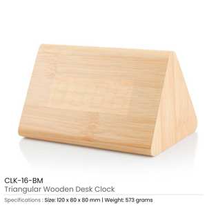 Reloj de Escritorio Digital Triangular de Madera Ecológico y Minimalista con Indicador de Temperatura - Product Image 3