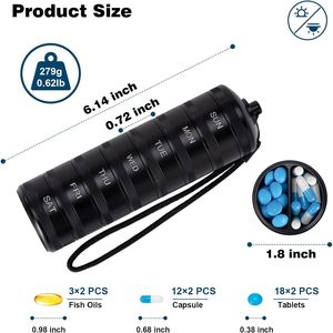 Organizador de Pastillas Semanal Premium de Metal, 7 Días, 2 Tomas Diarias, Resistente al Agua, Estuche de Viaje AM PM, Estuche de Almacenamiento de Pastillas Resistente - Product Image 5