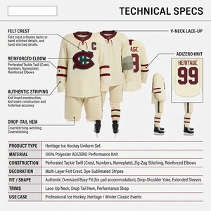 Jersey de Hockey sobre Hielo Clásico de Invierno Personalizado, con Rayas Vintage, 100% Poliéster, Tejido de Alto Rendimiento, Corte Holgado, Ajuste Auténtico, OEM, para Hombre - Product Image 5