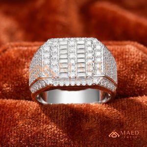 Luxury Men's Triple Row 925 Sterling Silver Plated <b>Ring</b> Silver <b>Iced</b> Out Zircon Hip Hop Signet <b>Ring</b> Statement diamond Jewellery - Product Image 1
