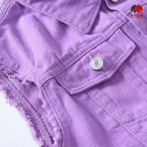 Ryan Pro Gear Nouveau design Gilet en jean unisexe sans manches écologique et tendance avec logo personnalisé et fermeture à boutons - Product Image 5