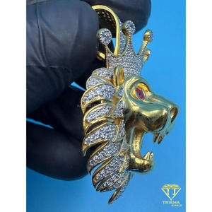 Pendentif animal design avec diamants de laboratoire sertis à la main, collier statement personnalisé style hip-hop - Product Image 5