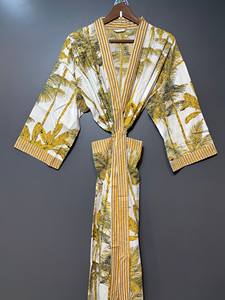 Kimono Ligero de Verano y Primavera, Hecho a Mano, con Estampado de Aves, Cuello en V, Largo, de Secado Rápido, Estilo Boho, para Playa o Descanso - Product Image 5