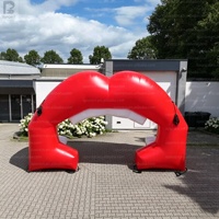 Arco Inflable Gigante Personalizado con Forma de Boca, Labios Inflables con Luces LED, Túnel de Labios Inflable para Promoción Comercial