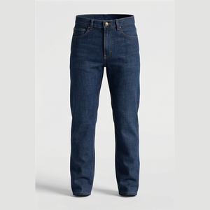 Jean en denim coupe droite délavé clair pour homme, taille haute, coupe régulière, en coton, décontracté, automne-hiver, tissé uni - Product Image 1