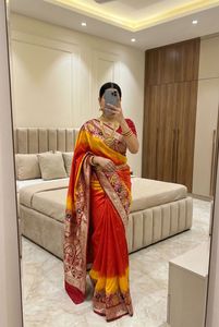 Sari Tradicional Indio de Seda Dola con Tejido Meenakari para Eventos Festivos, Sari Elegante para Bodas para Mujeres - Product Image 5
