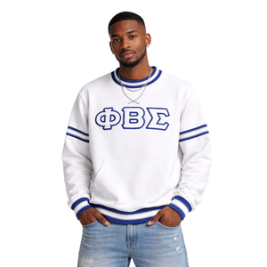 Sudadera con Cuello Redondo y Franjas Blancas de Phi Beta Sigma, Prenda de Fraternidad Griega con Diseño Clásico de Chenille, Comodidad Premium - Product Image 1
