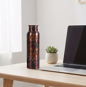 Vintage Paisley Stainless Steel <b>Water</b> <b>Bottle</b> with Copper Lid Ideal for Stylish Kitchenware and <b>Daily</b> Use - Product Image 4