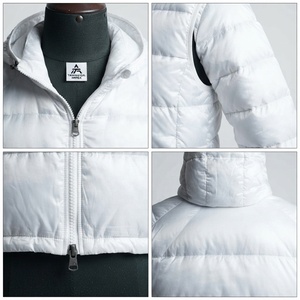 White Unisex Hooded Puffer <b>Jacket</b> Polyester Winter Casual Windproof Zipper Closure Regular Fit - Product Image 4
