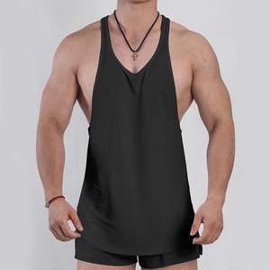 Camiseta sin Mangas Deportiva de Poliéster Tejido Transpirable para Hombre, Estilo Racerback Negro de la Mejor Calidad - Product Image 4