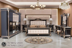 Meubles de chambre à coucher en teck moderne, meubles de chambre à coucher sculptés à la main de style Maharaja, lit en bois antique de qualité supérieure pour la maison, États-Unis - Product Image 4