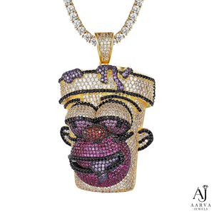 Colgante de Plata de Ley 925 con Rostro de Hulk y Moissanita, Chapado en Oro y Rodio, Corte Brillante Redondo para Hombre - Product Image 4