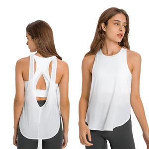 Débardeur de sport pour femme en Spandex à soutien léger, col en U, dos nageur, avec soutien-gorge intégré, respirant et à séchage rapide - Product Image 2