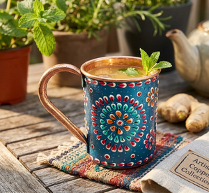 Taza de cobre de moda Bebida caliente Café Taza de cobre Beneficios ayurvédicos para la salud Tapa a prueba de fugas, Aislamiento al vacío, Taza de café - Product Image 1