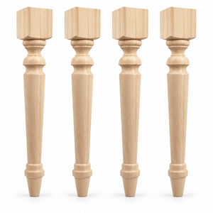 Pied de table en bois massif, pied de meuble en bois massif, style traditionnel, base de table carrée, utilisation à domicile ou au bureau, installation facile - Product Image 1