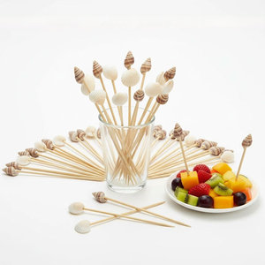 Palillos desechables de bambú con forma de concha marina para cócteles, brochetas para bar tiki, decoración, accesorios para bebidas de restaurante - Product Image 5