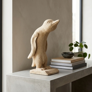 Pinguin Handcrafted Wooden Penguin Sculpture <b>Rustic</b> Animal Tabletop Decorative Artwork Home Decor Display Accent Natural <b>Wood</b> - Product Image 2