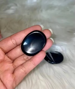 Pierre de méditation en obsidienne noire naturelle polie pour soulager le stress, pierre de méditation Reiki, pierre de paume, vente en gros - Product Image 6