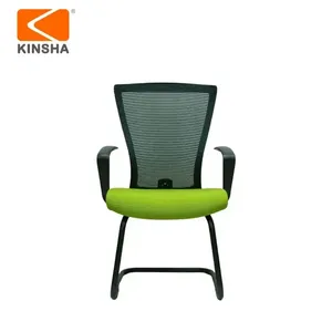 Chaise de bureau en maille KINSHA, siège vert, accoudoirs fixes, dossier ouvert, structure métallique, design ergonomique, style contemporain - Product Image 3