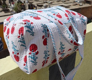 Handmade Travel Overnight <b>Bag</b> Quilted Fabric Women's Travel <b>Bag</b> Reusable <b>Beach</b> Overnight Duffel <b>Bags</b> - Product Image 3