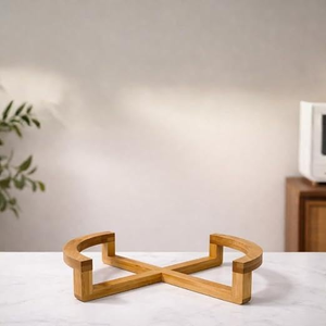 Soporte de Bambú Natural para Frutero, Diseño Moderno en Cruz, Soporte Decorativo para Tazón de Vidrio, Mesa de Cocina o Comedor - Product Image 1