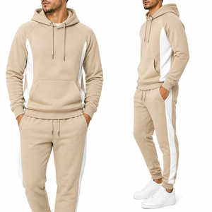 Ensemble de survêtement d'hiver personnalisé pour homme, en coton léger, 2 pièces, pantalon de survêtement et sweat à capuche, ensemble de jogging respirant, vêtements de sport - Product Image 3