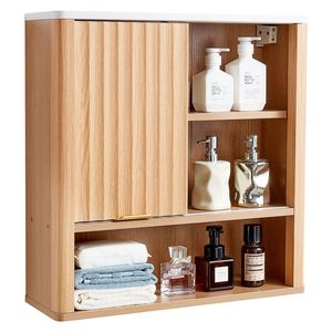 Armadietto da Bagno a Parete con Ripiani Regolabili, Salvaspazio, per WC e Medicinali, con Anta e Organizer Sospeso - Product Image 2
