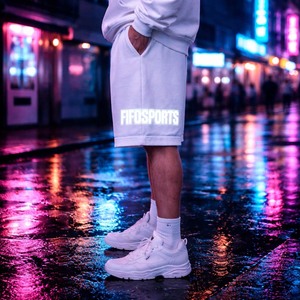 กางเกงขาสั้นผ้าฟลีซสีขาวสำหรับผู้ชาย สกรีนโลโก้ได้ สายรัดเอวแบบปรับได้ สไตล์ลำลอง สตรีทแวร์ กางเกงขาสั้นสำหรับฤดูร้อน - Product Image 6