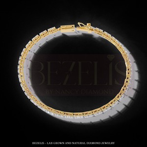 Exquisita Pulsera de Oro Amarillo con Diamantes Cultivados en Laboratorio, Diseño Tradicional de Eslabones, Regalo de Lujo - Product Image 5