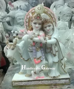 หินอ่อนสีขาวบริสุทธิ์ Radha กฤษณะรูปปั้น Kana และ Radha Ji หินที่สวยงามทำในประเทศอินเดียโดยนักออกแบบที่ดีที่สุด - Product Image 3