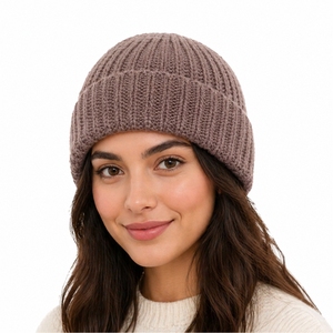 Unisex Knit Beanie Cap Solid Color Warm <b>Winter</b> <b>Hat</b> Hand Knitted Stretch Fit Casual Headwear for Adults Stretch Fit Cap - Product Image 1