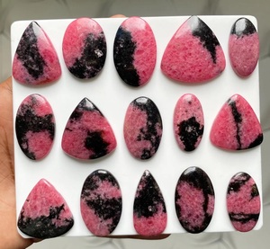Lot en gros de cabochons en rhodonite noire et rose naturelle authentique, pierres précieuses non traitées de haute qualité pour les fabricants de bijoux en argent - Product Image 4