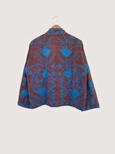Manteau en coton brodé de style chinois, col mandarin, manches longues, grande taille, motif floral, vêtements d'extérieur décontractés pour femmes, vêtements d'automne - Product Image 3