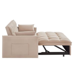 Divano Letto 4-in-1 Trapuntato con Braccioli e Tasche Portaoggetti, Schienale Regolabile, Funzione Estraibile Multifunzione - Product Image 5