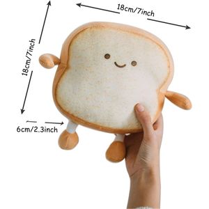 Cuscino Peluche a Forma di Pane Tostato, Morbido Supporto Lombare, Giocattolo Imbottito per Arredamento Casa, Simpatico Simulatore con Espressioni Felici - Product Image 2
