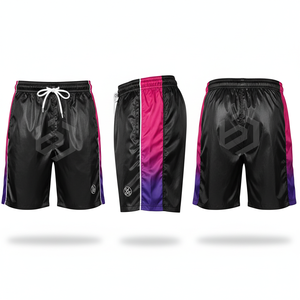 Men's Blue Quick Dry Board <b>Shorts</b> With Drawstring Waist And <b>Zipper</b> Pockets Sporty Style Color Blocked Mid Rise - Product Image 4