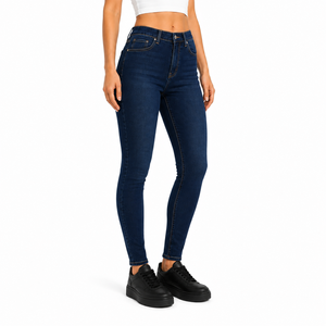 Factory Price Womens High Waist <b>Stretch</b> Skinny Jeans Slim Fit Ankle Length <b>Denim</b> Pants Plain Wholesale <b>Denim</b> Trousers Faded Wash - Product Image 3