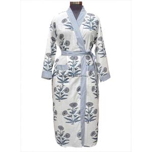 Kimono de Verano Personalizado al por Mayor con Estampado Floral, Mangas Largas, 100% Algodón, Cierre con Cinturón, Bata de Dormir para Mujer - Product Image 1