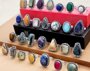 Exima Traders Superb Solid <b>Silver</b> <b>Plated</b> Multi Shape Bezel Setting Handmade Women Bulk Ring Bahamian <b>Jewellery</b> Wholesale - Product Image 2