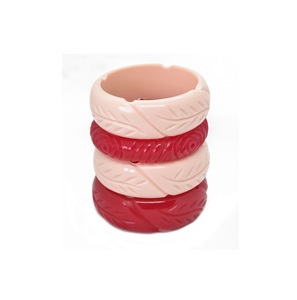 Newly Classic Acrylic Resin Bangles Sets Plant Pattern Fancy Pink <b>Red</b> Handmade Best Unisex Fashion Jewelry <b>Bracelets</b> for Woman - Product Image 1