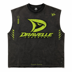 Débardeur oversize Y2K sans manches, en coton épais délavé au charbon, avec motif vert fluo, style streetwear, coupe carrée - Product Image 3