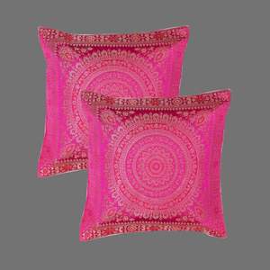 Funda de cojín de brocado de seda 100% bordada a mano india, funda de almohada individual cuadrada, patrón de Mandala para hoteles, venta al por mayor - Product Image 2